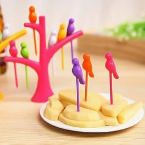 Bird Fruit Forks with Tree Holder