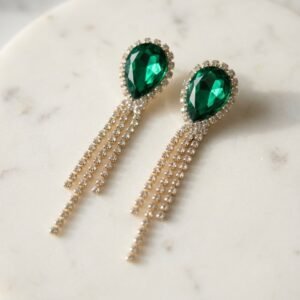 Green Teardrop  Earrings